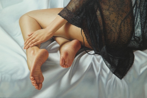 el arte de la seduccion oleo sobre lino 140 x 180 detalle 02