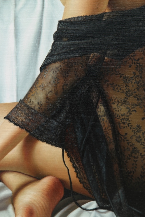 el arte de la seduccion oleo sobre lino 140 x 180 detalle 04